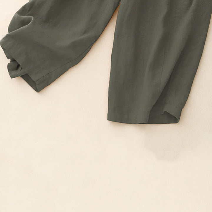 Buddha Stones Summer Casual Minimalist Drawstring Solid Ankle Pants Women's Straight Leg Pants With Pockets - image 8