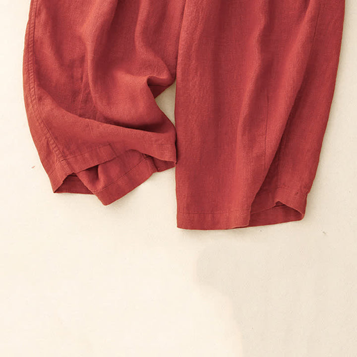 Buddha Stones Summer Casual Minimalist Drawstring Solid Ankle Pants Women's Straight Leg Pants With Pockets - image 19