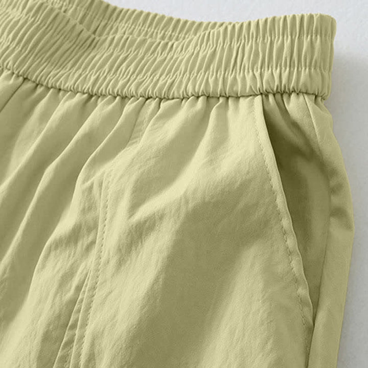 Buddha Stones Summer Casual Minimalist Solid Ruffled Hem Ankle Pants Women's Harem Pants With Pockets - image 4