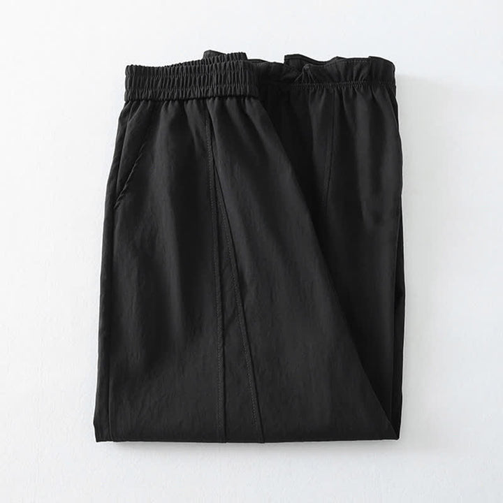 Buddha Stones Summer Casual Minimalist Solid Ruffled Hem Ankle Pants Women's Harem Pants With Pockets - image 8