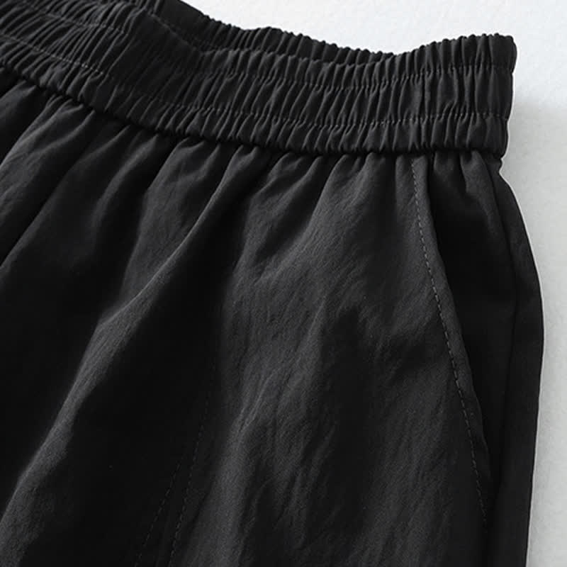 Buddha Stones Summer Casual Minimalist Solid Ruffled Hem Ankle Pants Women's Harem Pants With Pockets - image 10