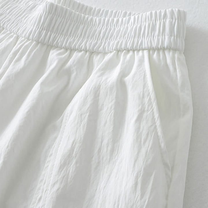 Buddha Stones Summer Casual Minimalist Solid Ruffled Hem Ankle Pants Women's Harem Pants With Pockets - image 18