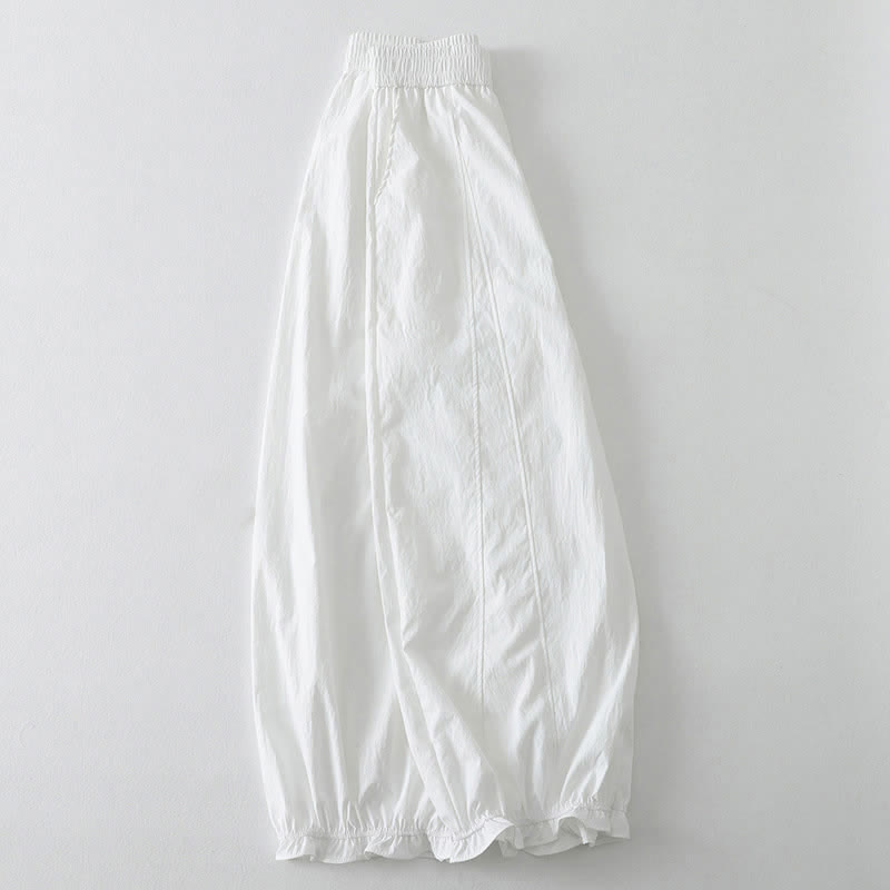 Buddha Stones Summer Casual Minimalist Solid Ruffled Hem Ankle Pants Women's Harem Pants With Pockets - image 14