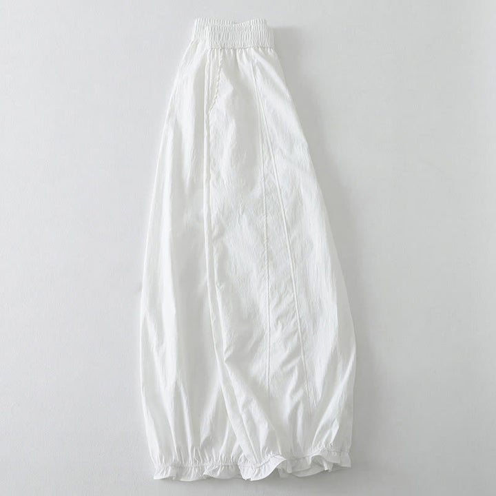 Buddha Stones Summer Casual Minimalist Solid Ruffled Hem Ankle Pants Women's Harem Pants With Pockets - image 14