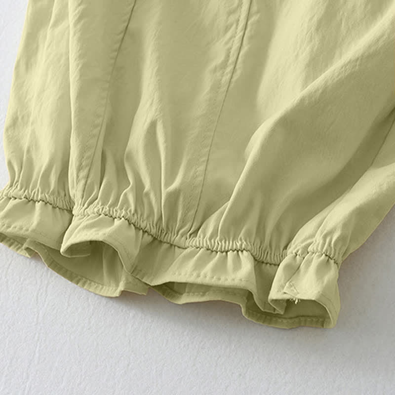 Buddha Stones Summer Casual Minimalist Solid Ruffled Hem Ankle Pants Women's Harem Pants With Pockets - image 5