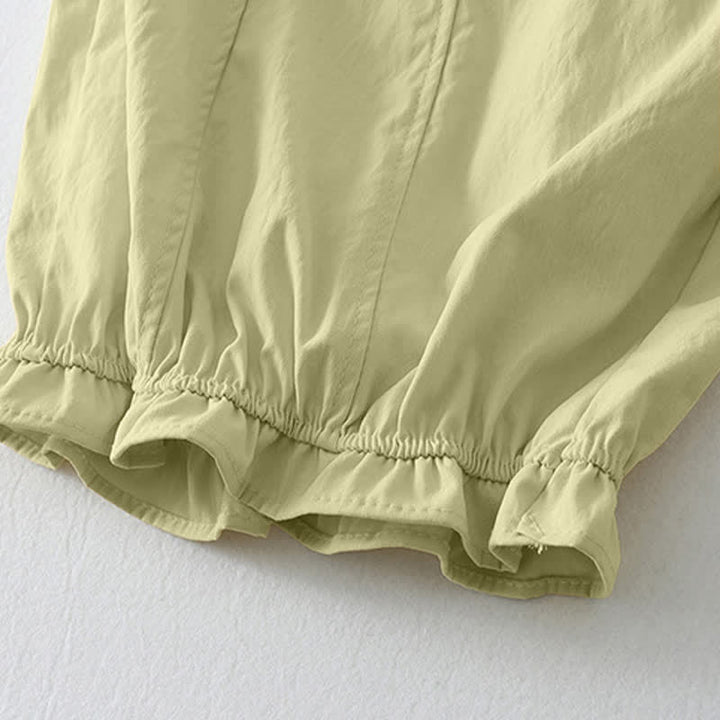 Buddha Stones Summer Casual Minimalist Solid Ruffled Hem Ankle Pants Women's Harem Pants With Pockets - image 5