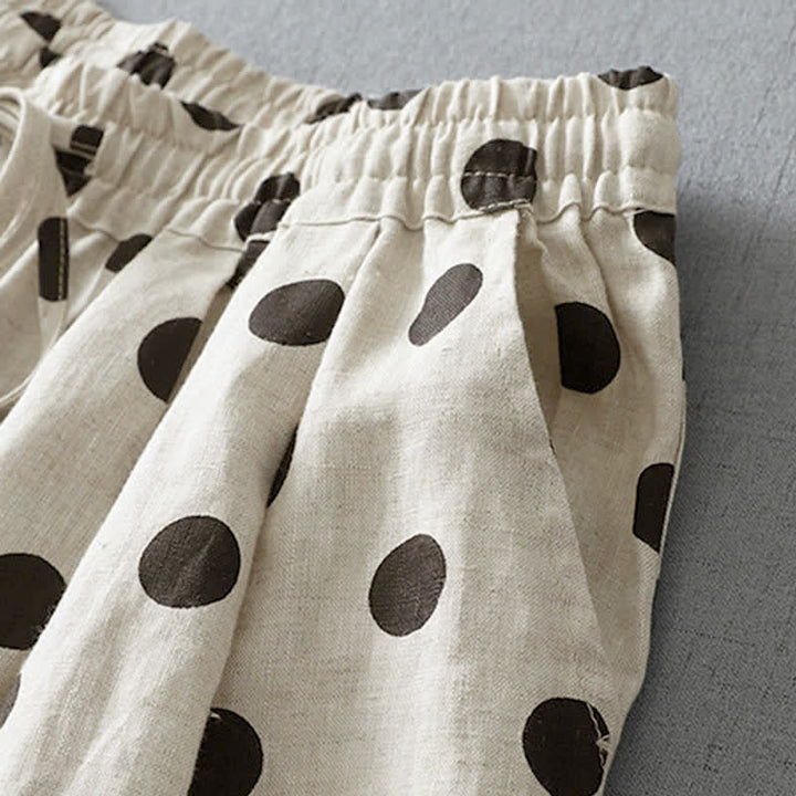 Buddha Stones Summer Casual Vintage Drawstring Floral Polka dots Cropped Pants Women's Harem Pants With Pocket - image 9