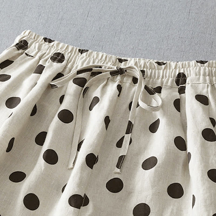 Buddha Stones Summer Casual Vintage Drawstring Floral Polka dots Cropped Pants Women's Harem Pants With Pocket - image 7