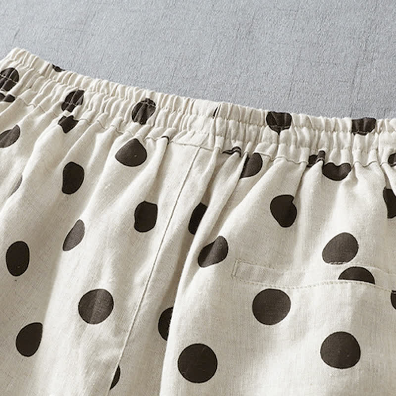 Buddha Stones Summer Casual Vintage Drawstring Floral Polka dots Cropped Pants Women's Harem Pants With Pocket - image 8