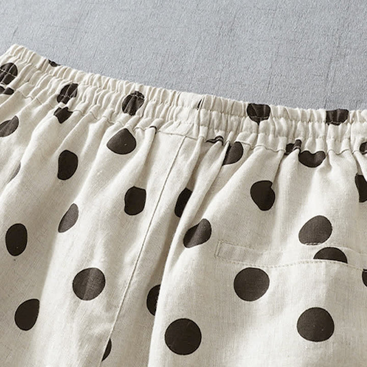 Buddha Stones Summer Casual Vintage Drawstring Floral Polka dots Cropped Pants Women's Harem Pants With Pocket - image 8