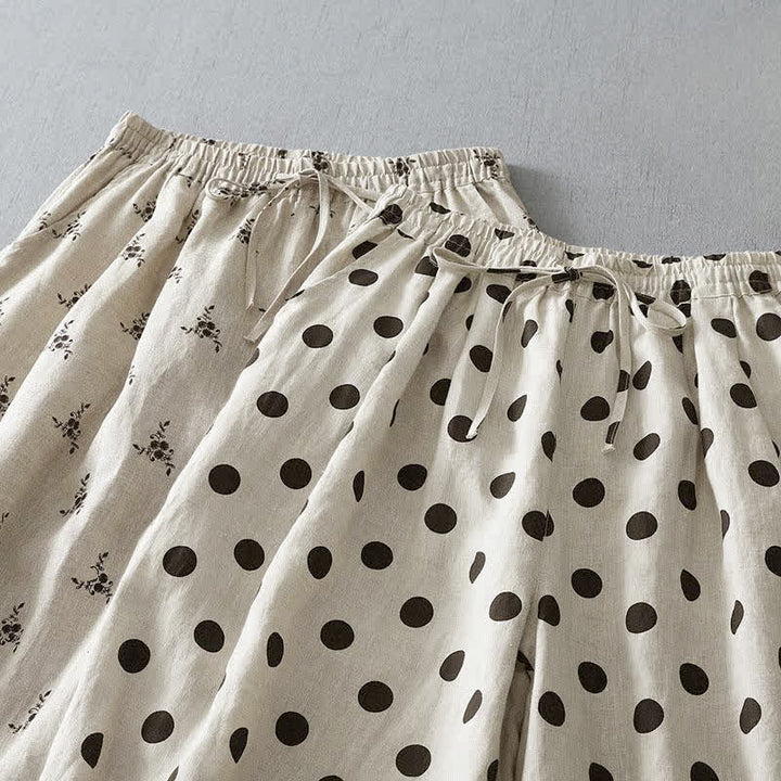 Buddha Stones Summer Casual Vintage Drawstring Floral Polka dots Cropped Pants Women's Harem Pants With Pocket - image 16