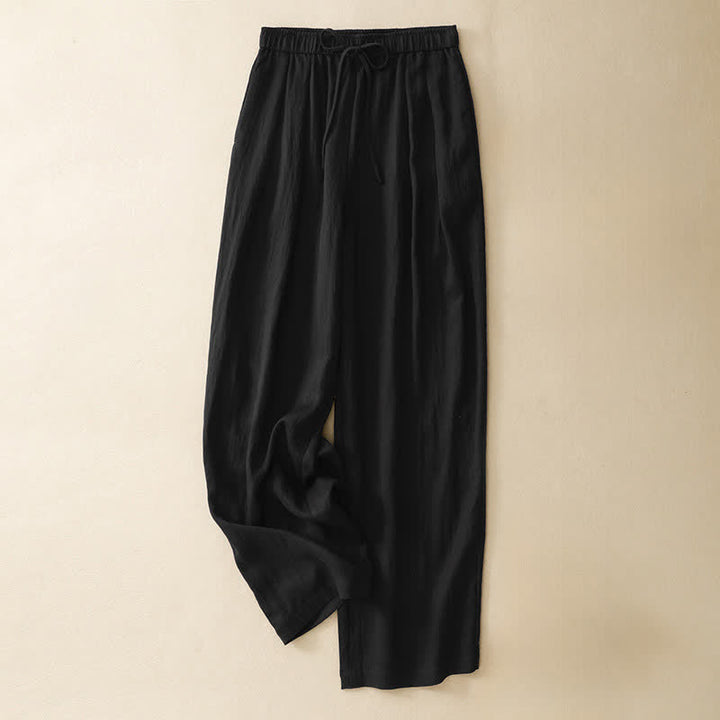 Buddha Stones Summer Casual Minimalist Drawstring Solid Long Pants Women's Tapered Pants With Pockets - Black - US8-10, UK/AU12-14, EU40-42 (2XL) - image 5