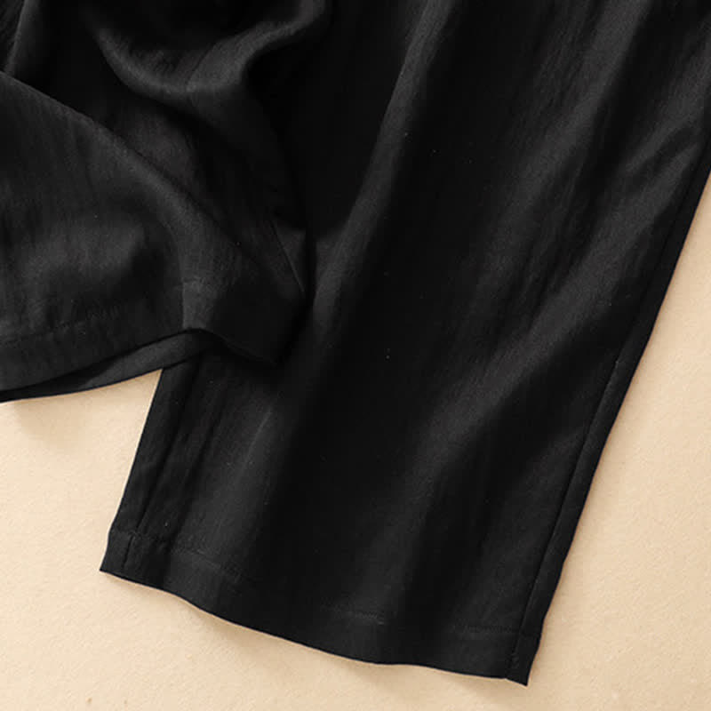 Buddha Stones Summer Casual Minimalist Drawstring Solid Long Pants Women's Tapered Pants With Pockets - image 9