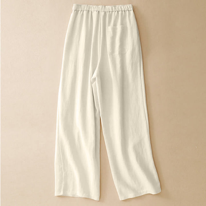 Buddha Stones Summer Casual Minimalist Drawstring Solid Long Pants Women's Tapered Pants With Pockets - image 11