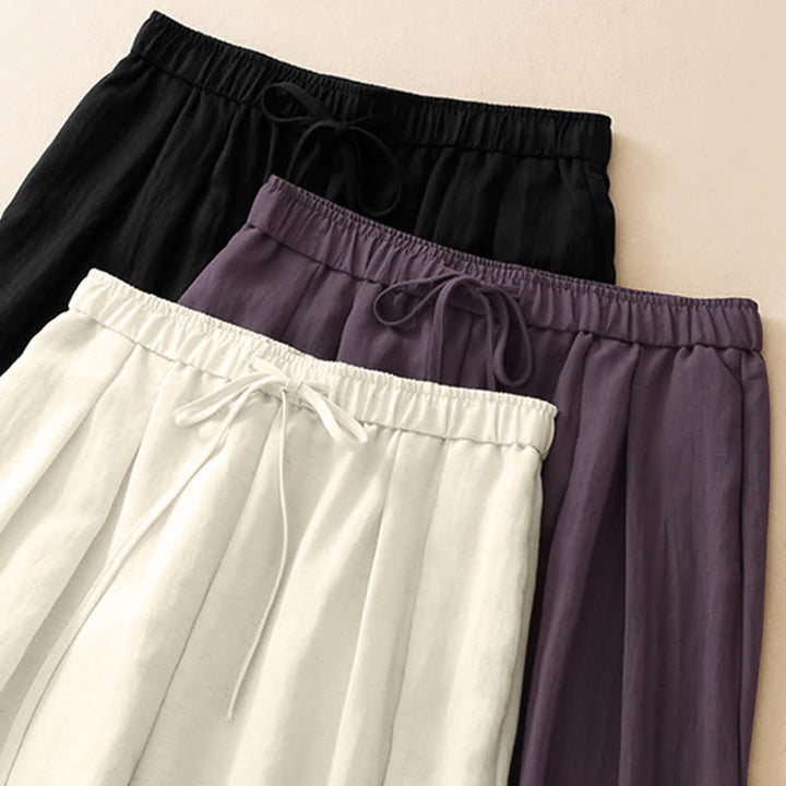Buddha Stones Summer Casual Minimalist Drawstring Solid Long Pants Women's Tapered Pants With Pockets - image 20