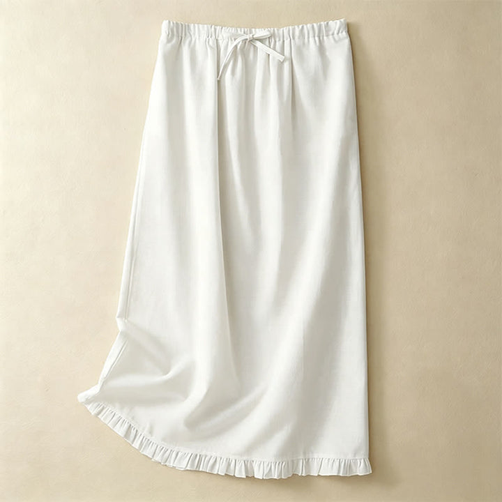 Buddha Stones Summer Casual Minimalist Drawstring Ruffled Lace-up Solid Women's Skirts With Pocket - White - US8-10, UK/AU12-14, EU40-42 (2XL) - image 14