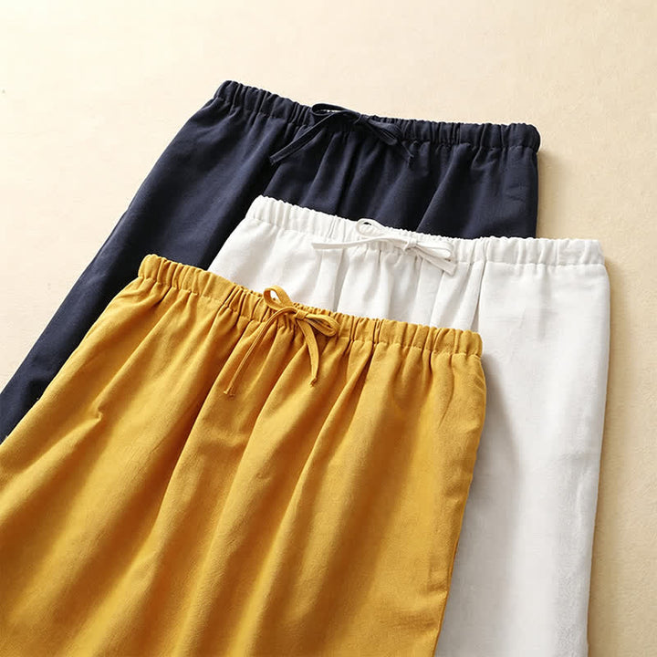 Buddha Stones Summer Casual Minimalist Drawstring Ruffled Lace-up Solid Women's Skirts With Pocket - image 21