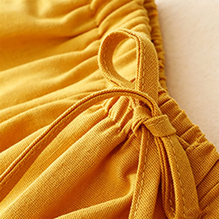 Buddha Stones Summer Casual Minimalist Drawstring Ruffled Lace-up Solid Women's Skirts With Pocket - image 2