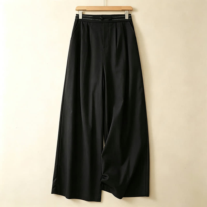 Buddha Stones Summer Casual Minimalist Solid Ankle Pants One Frog Button Women's Straight Leg Pants With Pockets - Black - US12, UK/AU16, EU44 (3XL) - image 5