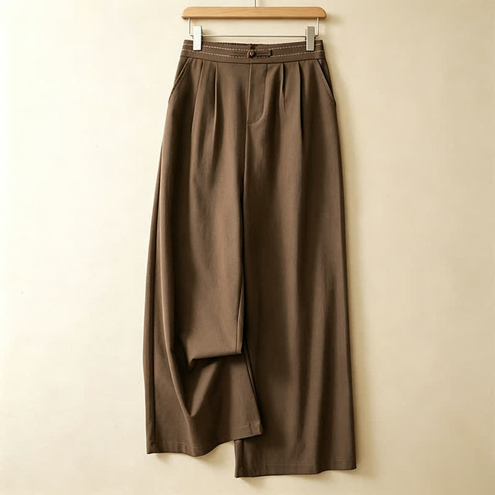 Buddha Stones Summer Casual Minimalist Solid Ankle Pants One Frog Button Women's Straight Leg Pants With Pockets - Sienna - US12, UK/AU16, EU44 (3XL) - image 0