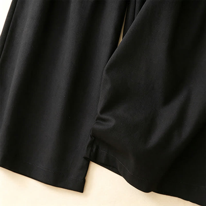 Buddha Stones Summer Casual Minimalist Solid Ankle Pants One Frog Button Women's Straight Leg Pants With Pockets - image 8