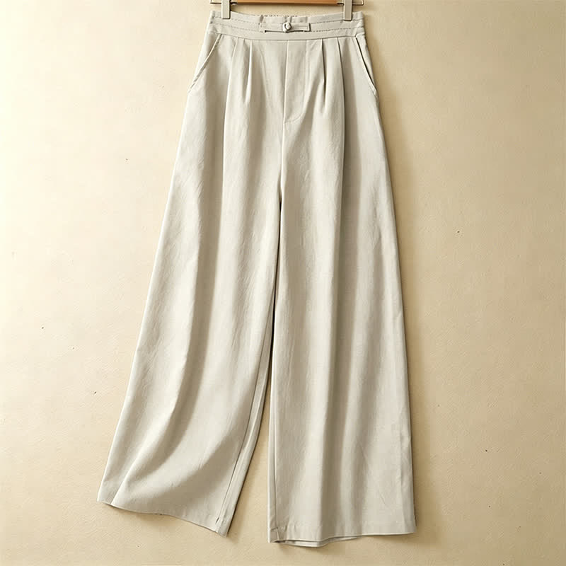 Buddha Stones Summer Casual Minimalist Solid Ankle Pants One Frog Button Women's Straight Leg Pants With Pockets - image 12