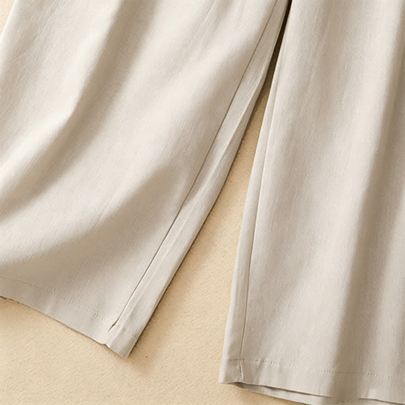 Buddha Stones Summer Casual Minimalist Solid Ankle Pants One Frog Button Women's Straight Leg Pants With Pockets - image 17