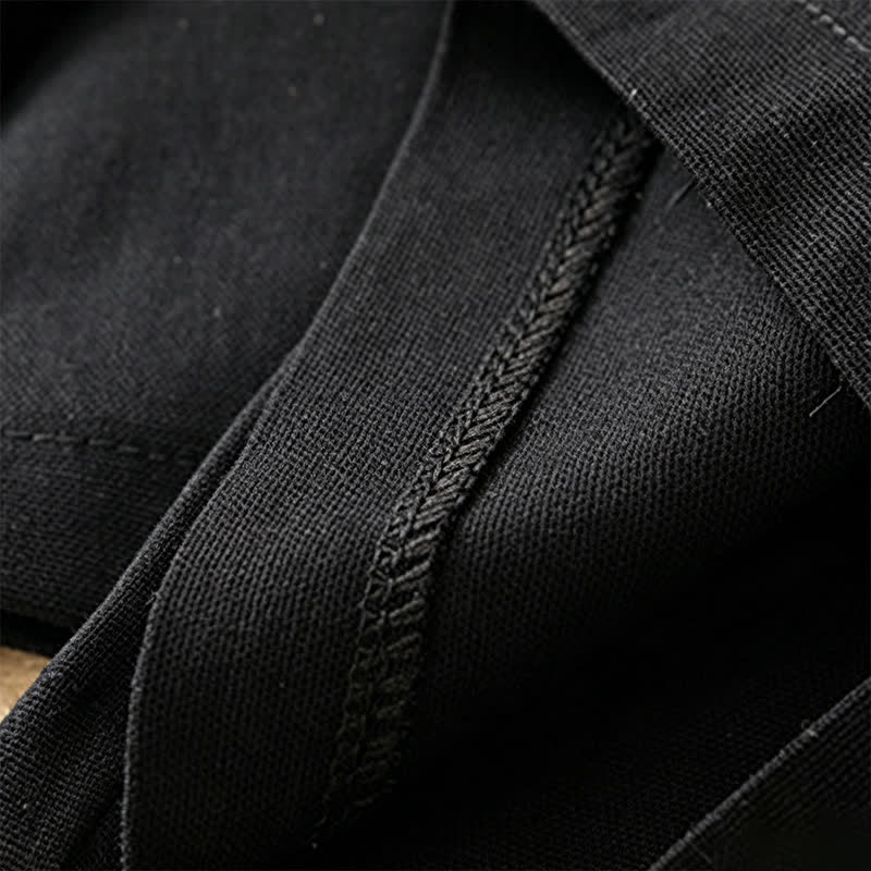Buddha Stones Summer Casual Minimalist Solid Ankle Pants One Frog Button Women's Straight Leg Pants With Pockets - image 9