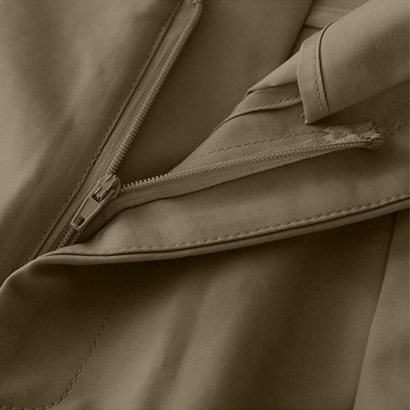 Buddha Stones Summer Minimalist Elegant Solid Zipper Design Women's Shorts With Pockets - image 4