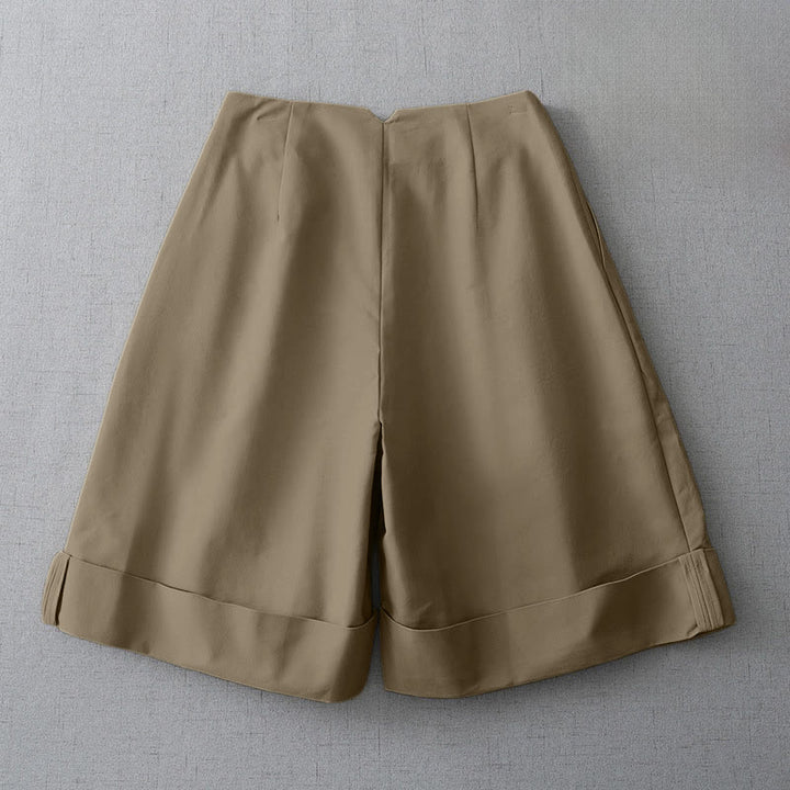 Buddha Stones Summer Minimalist Elegant Solid Zipper Design Women's Shorts With Pockets - image 1