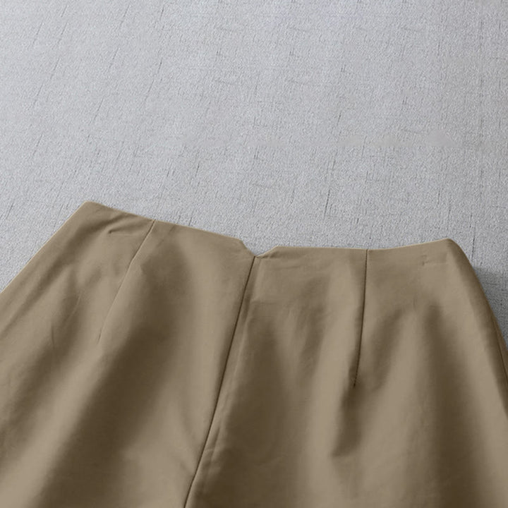 Buddha Stones Summer Minimalist Elegant Solid Zipper Design Women's Shorts With Pockets - image 3