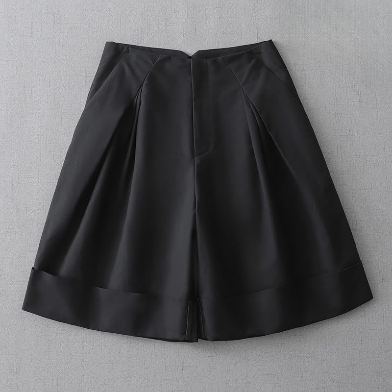 Buddha Stones Summer Minimalist Elegant Solid Zipper Design Women's Shorts With Pockets - Black - US8-10, UK/AU12-14, EU40-42 (2XL) - image 10