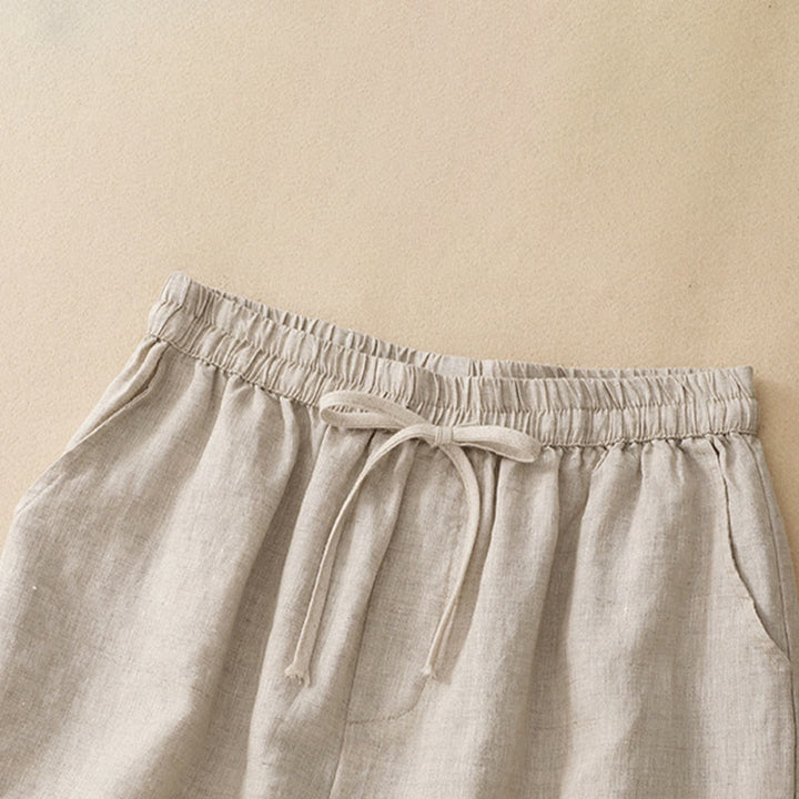 Buddha Stones Summer Casual Minimalist Drawstring Embroidery Wavy Lines Geometric Women's Shorts With Pockets - image 16