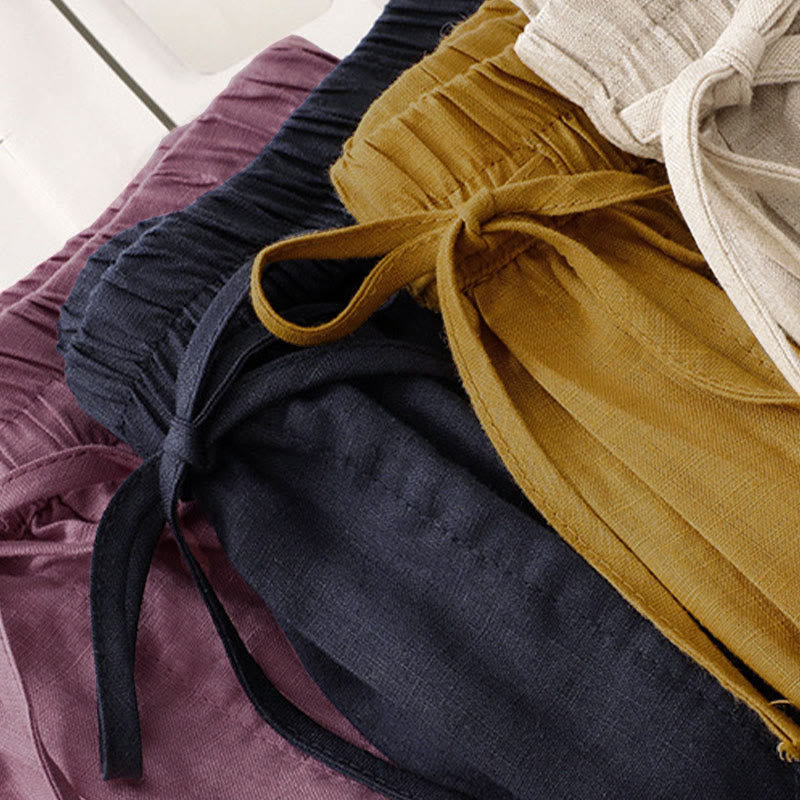 Buddha Stones Summer Casual Minimalist Drawstring Embroidery Wavy Lines Geometric Women's Shorts With Pockets - image 25