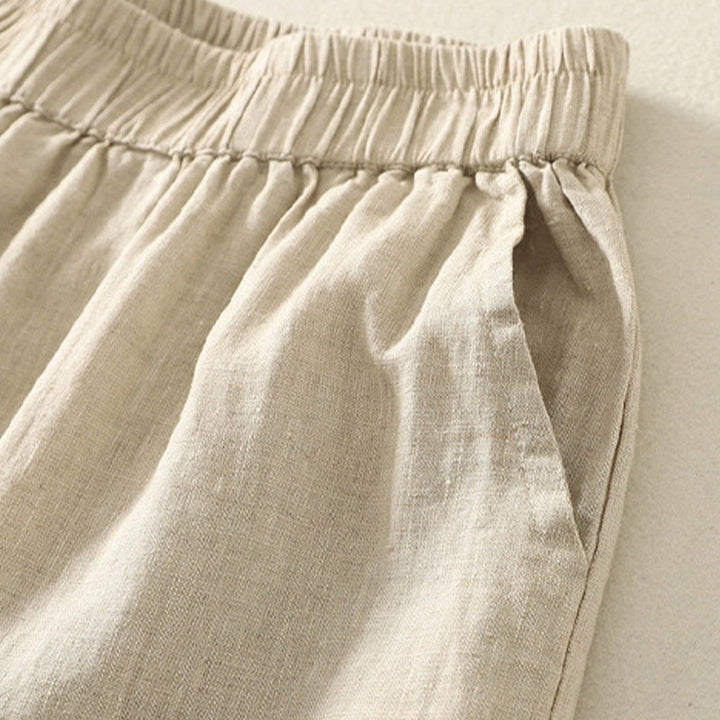 Buddha Stones Summer Casual Vintage Solid Elastic Waist Ruffled Hem Women's Shorts With Pockets - image 23