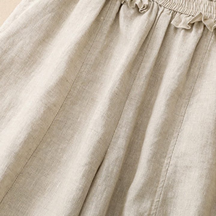 Buddha Stones Summer Casual Minimalist Solid Ruffled Elastic Waist Cropped Pants Women's Straight Leg Pants With Pocket - image 20