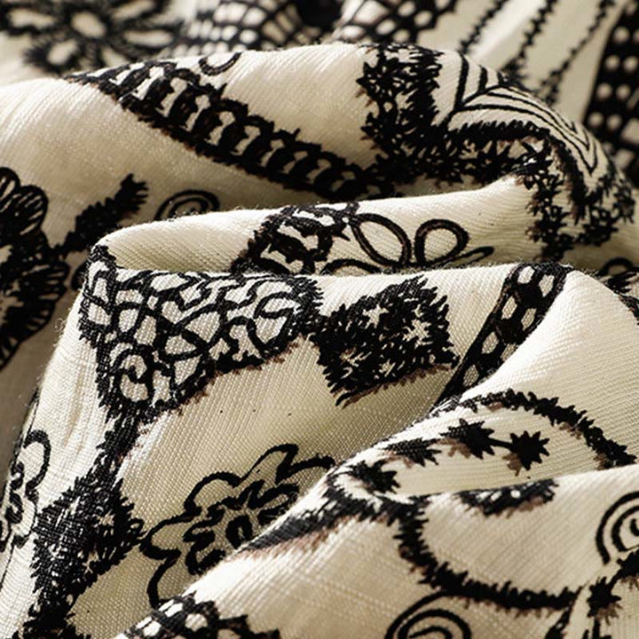 Buddha Stones Summer Bohemian Casual Black Beige Geometric Floral Women's Skirt - image 10