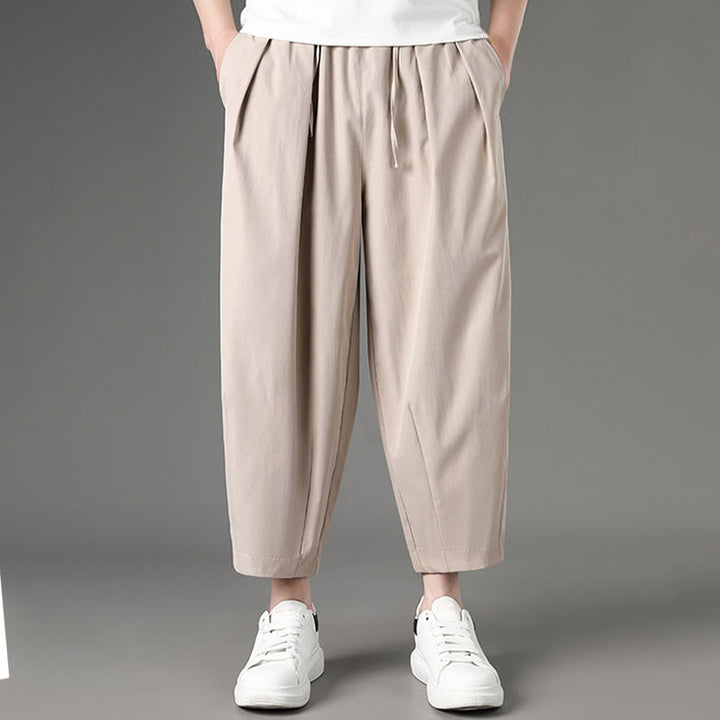 Buddha Stones Summer Casual Minimalist Drawstring Solid Capri Pants Men's Harem Pants With Pockets - Linen - US/UK/AU46, EU56 (5XL) - image 13
