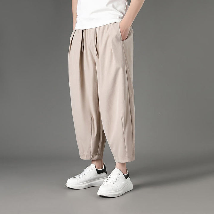 Buddha Stones Summer Casual Minimalist Drawstring Solid Capri Pants Men's Harem Pants With Pockets - image 17