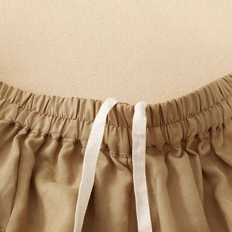 Buddha Stones Summer Casual Solid Elastic Waist Cropped Pants Women's Wide Leg Pants With Pockets - image 4