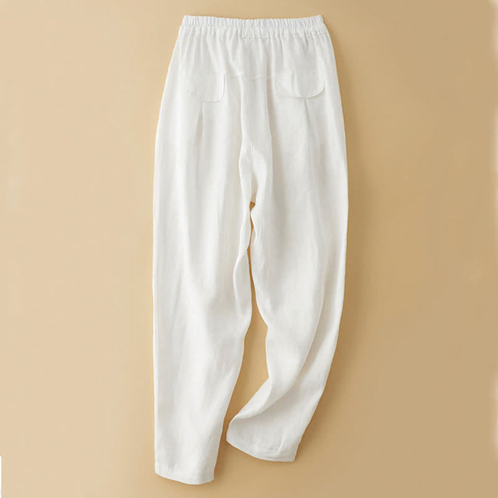 Buddha Stones Summer Casual Minimalist Drawstring Solid Ankle Pants Women's Harem Pants With Pocket - image 10