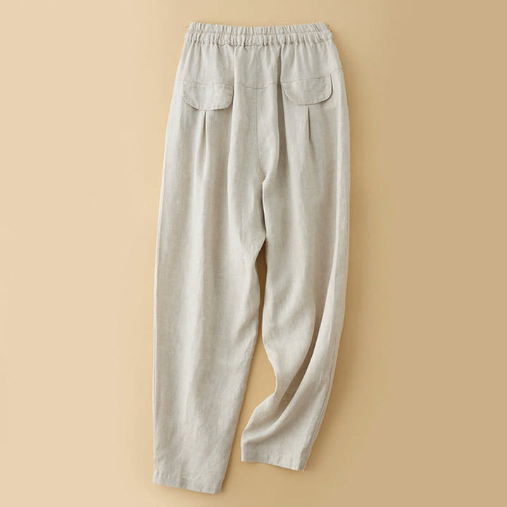 Buddha Stones Summer Casual Minimalist Drawstring Solid Ankle Pants Women's Harem Pants With Pocket - image 8