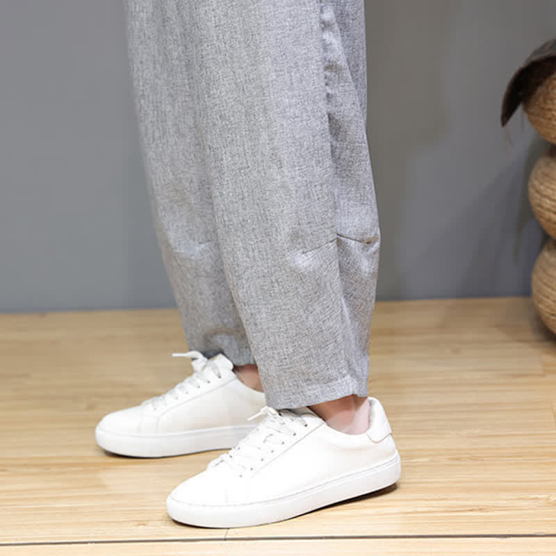 Buddha Stones Summer Casual Minimalist Drawstring Solid Cropped Pants Men's Tapered Pants With Pockets - image 29