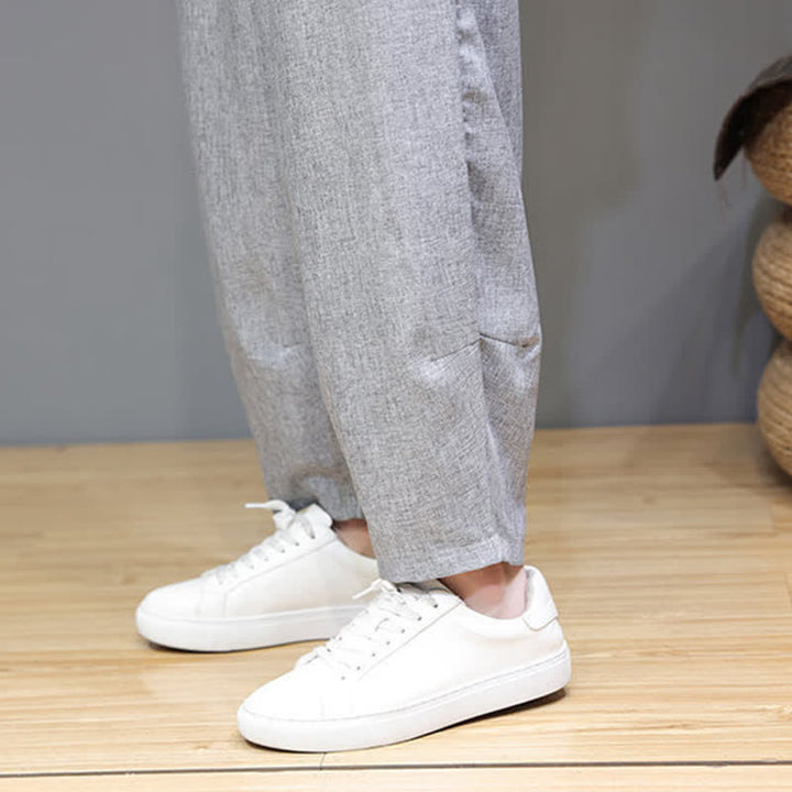 Buddha Stones Summer Casual Minimalist Drawstring Solid Cropped Pants Men's Tapered Pants With Pockets - image 29