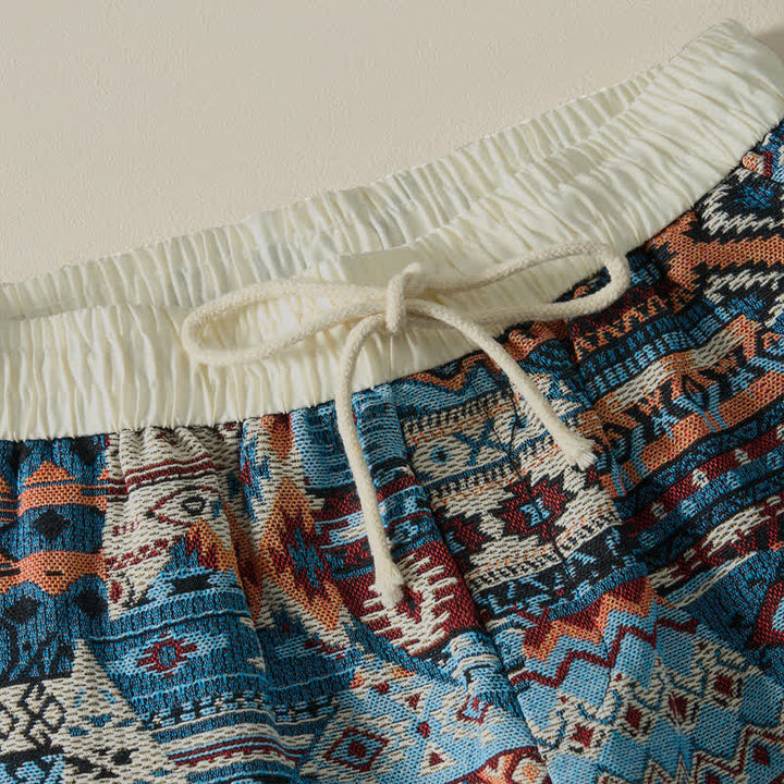 Buddha Stones Summer Casual Boho Drawstring Geometric Men's Cropped Pants With Pockets - image 3