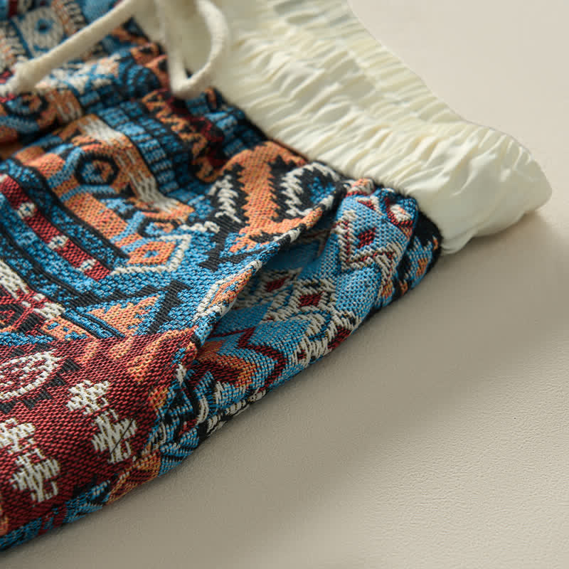 Buddha Stones Summer Casual Boho Drawstring Geometric Men's Cropped Pants With Pockets - image 6
