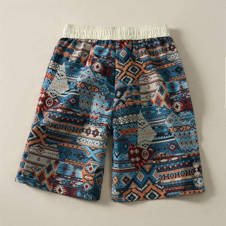 Buddha Stones Summer Casual Boho Drawstring Geometric Men's Shorts With Pockets - image 4