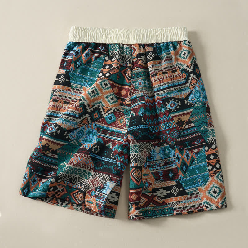 Buddha Stones Summer Casual Boho Drawstring Geometric Men's Cropped Pants With Pockets - image 10