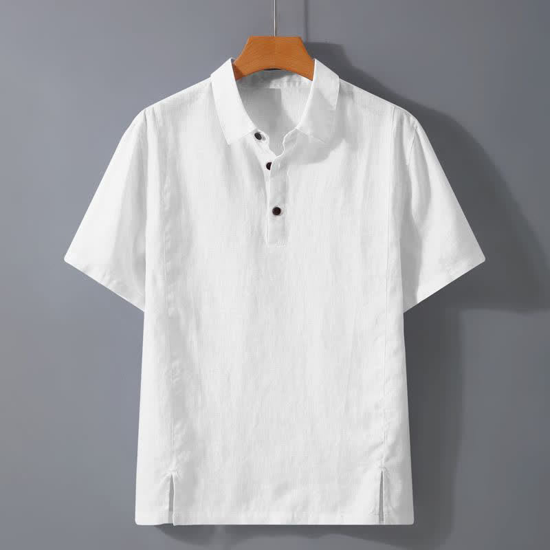 Buddha Stones Summer Casual Minimalist Button-Up Solid Men's Short Sleeve Shirts - White - US/UK/AU44, EU54 (4XL) - image 5