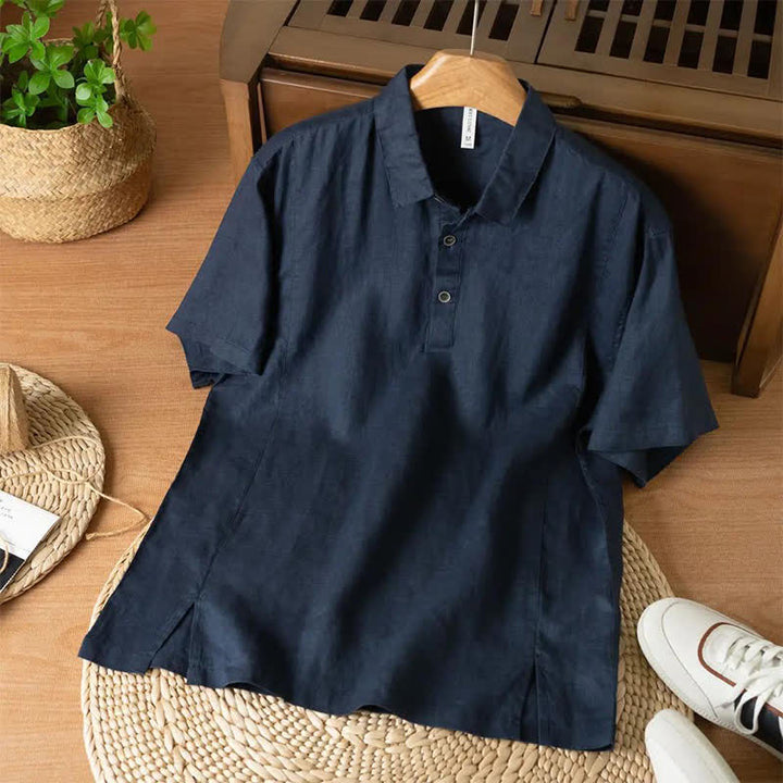 Buddha Stones Summer Casual Minimalist Button-Up Solid Men's Short Sleeve Shirts - MidnightBlue - US/UK/AU44, EU54 (4XL) - image 3